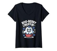 Femme Boo-Berry Muffin Mignon Myrtille effrayante T-Shirt avec Col en V