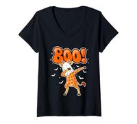 Femme Boo Giraffe Dabbing Costume Funny Halloween Animal Lovers T-Shirt avec Col en V