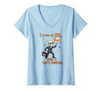 Femme Boo-Halloween, Bureau des finances, Agent Boo-IRS Köstüm, Halloween T-Shirt avec Col en V