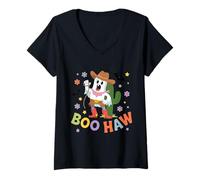 Femme Boo Haw Cowboy Ghost Chemise Western Halloween Cactus Mignon T-Shirt avec Col en V