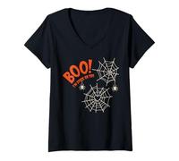 Femme Boo I'm Stuck on You Spider Webs Halloween T-Shirt avec Col en V