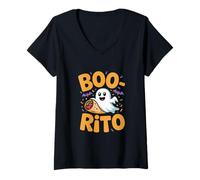 Femme Boo-Rito Taco fantôme Mignon Halloween T-Shirt avec Col en V