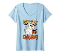 Femme Boo-sey Goosey Graphique Amusant pour Halloween Goose Trick Or Treat T-Shirt avec Col en V