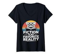Femme Book Dad Fiction est ma Lecture de téléréalité préférée T-Shirt avec Col en V