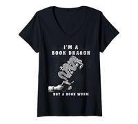 Femme Book Dragon Tshirt | pour Bibliophiles T-Shirt avec Col en V