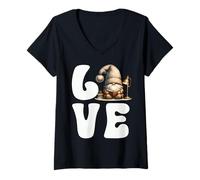 Femme Book Lover GNOME Graphic for Women and Men Who Love Reading T-Shirt avec Col en V
