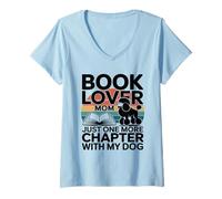 Femme Book Lover Mom Just One More Chapter with My Caniche Dog T-Shirt avec Col en V