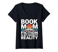 Femme Book Mom Fiction est ma réalité préférée T-Shirt avec Col en V