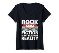 Femme Book Mom Fiction est ma réalité préférée T-Shirt avec Col en V
