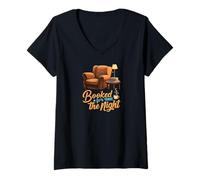 Femme Booked for the Night Reading Cozy Book Lover Gift T-Shirt avec Col en V