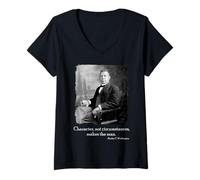 Femme Booker Taliaferro Washington Quote on Character Make The Man T-Shirt avec Col en V
