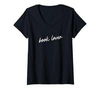 Femme Booklover Funny Minimalist Reader Script T-Shirt avec Col en V