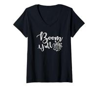 Femme Boom Y'all Funny Firework 4th of July Patriotic T-Shirt avec Col en V