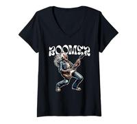 Femme Boomer Rock and Roll Rock Star pour Baby-boomers T-Shirt avec Col en V
