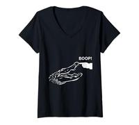 Femme Boop The Angry Alligator Design pour Les Amoureux des Animaux et Le Plaisir T-Shirt avec Col en V