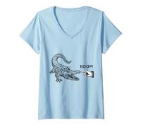 Femme Boop The Angry Alligator Design pour Les Amoureux des Animaux et Le Plaisir T-Shirt avec Col en V