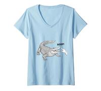 Femme Boop The Angry Alligator Design pour Les Amoureux des Animaux et Le Plaisir T-Shirt avec Col en V