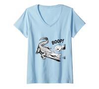 Femme Boop The Angry Alligator Design pour Les Amoureux des Animaux et Le Plaisir T-Shirt avec Col en V