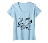 Femme Boop The Angry Alligator Design pour Les Amoureux des Animaux et Le Plaisir T-Shirt avec Col en V