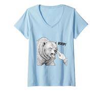 Femme Boop The Angry Bear Design pour Les Amoureux des Animaux et Le Plaisir T-Shirt avec Col en V