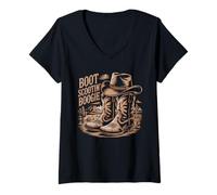 Femme Boot Scootin' Boogie Cowboy Western Bottes de cowboy T-Shirt avec Col en V