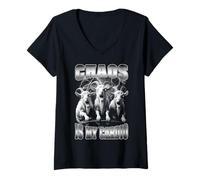 Femme Bootleg Chaos est Mon Rap Vintage Cardio Funny Zombie Goats T-Shirt avec Col en V
