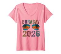 Femme Boracay 2026 BFF Voyage Plage Vacances Assorti Maman T-Shirt avec Col en V