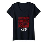 Femme Bordeaux Bordeaux Shut It Off Energy! Bordeaux Graphique T-Shirt avec Col en V