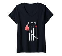 Femme Bordeaux Bordeaux You Know It's LIT Bordeaux Red T-Shirt avec Col en V