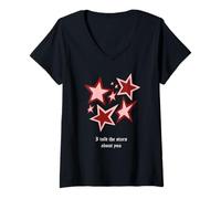 Femme Bordeaux Rouge Bordeaux Couleur I Told The Stars Bordeaux T-Shirt avec Col en V