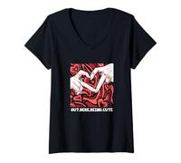 Femme Bordeaux rouge bordeaux Out Here Being Cute Bordeaux Rouge T-Shirt avec Col en V