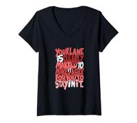 Femme Bordeaux Rouge Bordeaux « Please Follow The Markings » T-Shirt avec Col en V