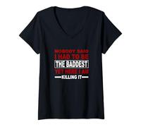 Femme Bordeaux Rouge Bordeaux The Baddest Red Bordeaux T-Shirt avec Col en V
