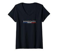 Femme Bordeaux T-Shirt avec Col en V