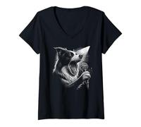 Femme Border Collie chanteur chanteur amoureux des chiens T-Shirt avec Col en V