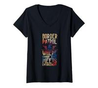Femme BORDER PATROL WHERE COMMON SENSE MEETS ENFORCEMENT T-Shirt avec Col en V