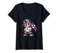 Femme Boricua Kid Porto Rico Flag Hat Pr Bébé Mignon Fun T-Shirt avec Col en V