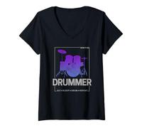 Femme Born to Be Drummer pour batteurs et Musiciens Vintage T-Shirt avec Col en V