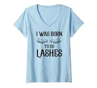 Femme Born to Do Lashes Artiste Graphique T-Shirt avec Col en V