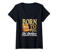 Femme Born to Pull Machines à sous Forced to Work Casino T-Shirt avec Col en V
