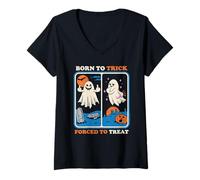 Femme Born to Trick Sarcastic Retro Funny Adult Humor T-Shirt avec Col en V