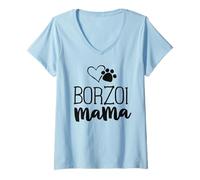 Femme Borzoi Mama T-shirt Dog Owner Gifts For Women Mothers Day T-Shirt avec Col en V
