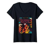 Femme Bossa Nova Samba Music Jazz Brazil Rio de Janeiro brésilien T-Shirt avec Col en V