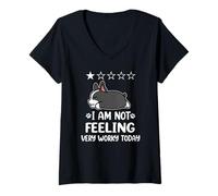 Femme Boston Terrier Dog Sleep I Am Not Feeling Funny Puppy Dogs T-Shirt avec Col en V