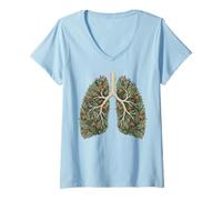Femme Botanical Lungs Nature Lover Système respiratoire T-Shirt avec Col en V