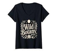 Femme Botanique Sauvage Plantes Botaniques Nature T-Shirt avec Col en V