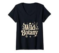 Femme Botanique Sauvage Plantes Botaniques Nature T-Shirt avec Col en V