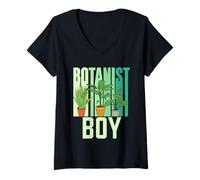 Femme Botaniste Garçon Plantes Botaniques Fleurs Botanistes Botaniste T-Shirt avec Col en V
