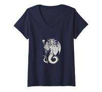 Femme Botis Serpent Sourire du Roi Goétique T-Shirt avec Col en V