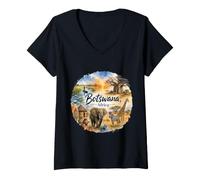 Femme Botswana, Afrique australe, Kalahari Desert Okavango, T-Shirt avec Col en V